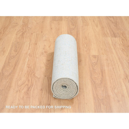 2'8"X10' Gray Tebraz Wool And Silk Jacquard Hand Loomed Runner Rug