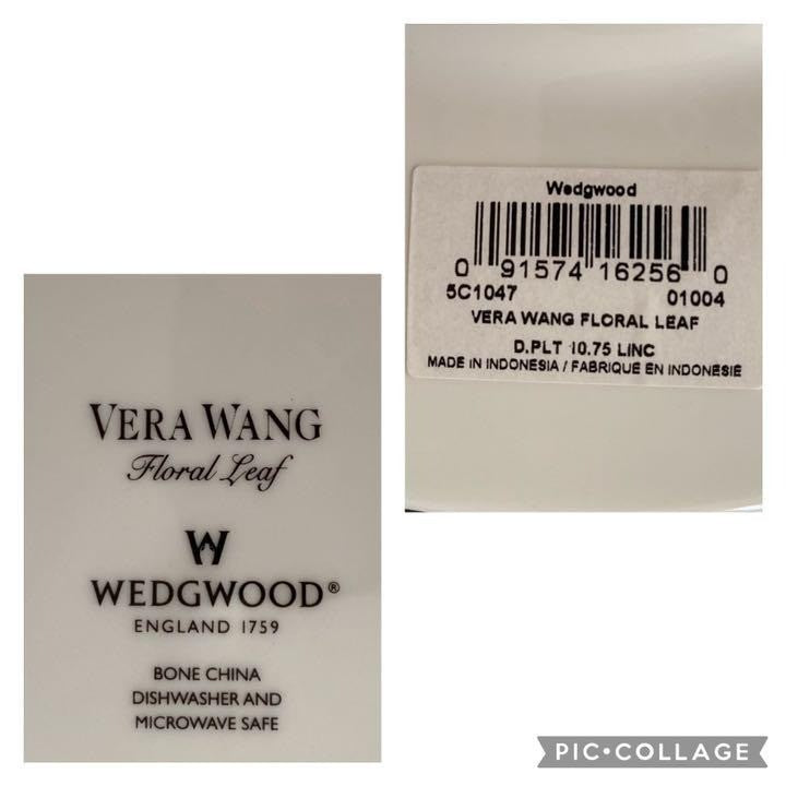 Tableware Wedgwood Vera Wang Floral Leaf Plate 27cm Set of 2 Elegant Bone China