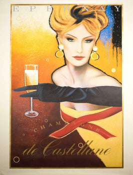 Size Epernay Champagne Castellane Poster Original By Razzia Large