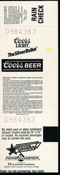 Nolan Ryan Rangers Full Ticket August 22, 1989