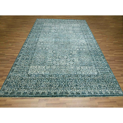 8'X10'1" Turkish Blue Pre Historic Mamluk Design Hand Knotted Wool Rug