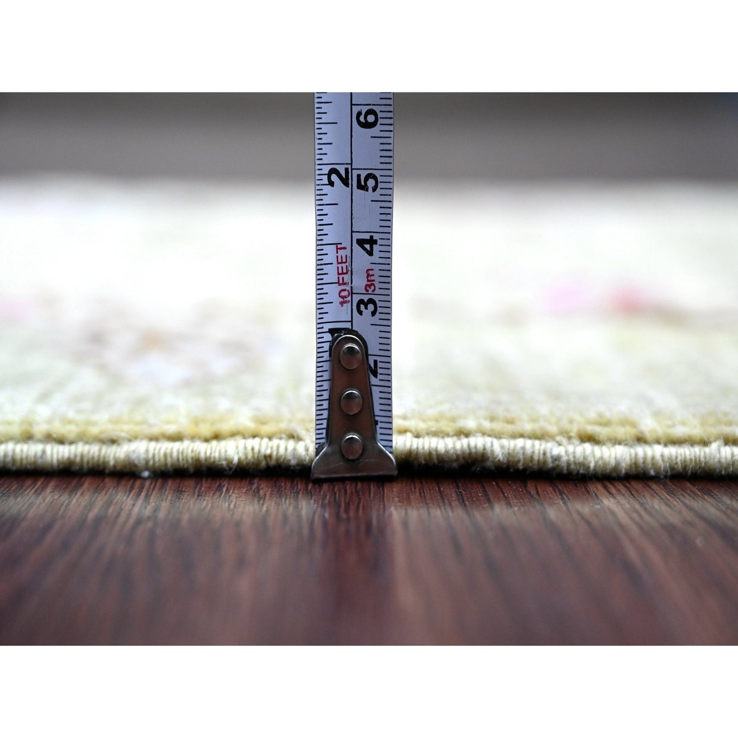 1'10"X3' Green Sparrows On The Tree Pure Wool Hand Knotted Sample Rug