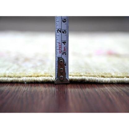 1'10"X3' Green Sparrows On The Tree Pure Wool Hand Knotted Sample Rug