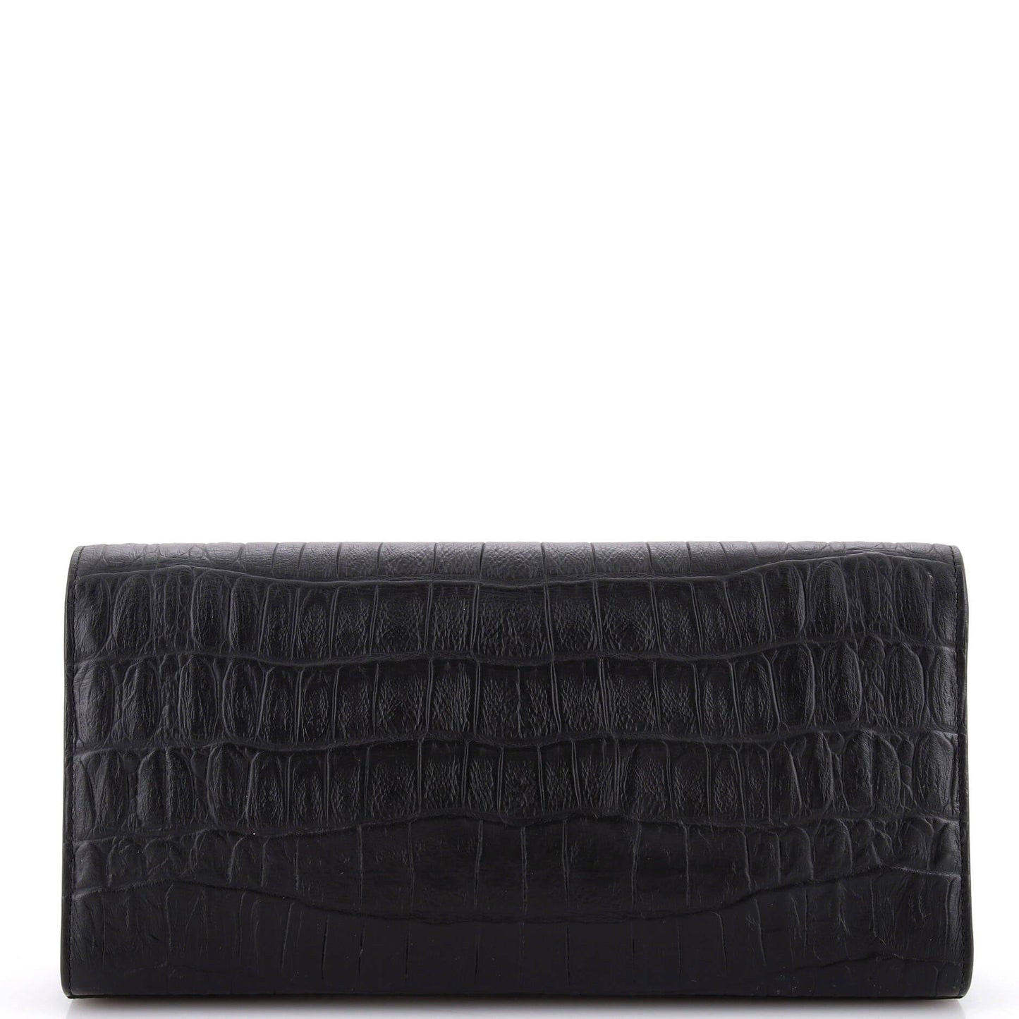 Saint Laurent Classic Monogram Tassel Clutch Crocodile Embossed Leather Long