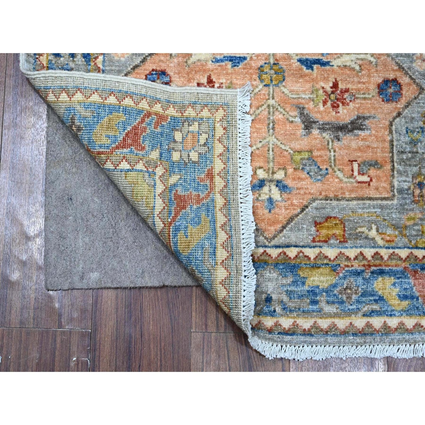 2'7"X10'2" Gray Hand Knotted Caucasian Akstafa Wool Runner Oriental Rug