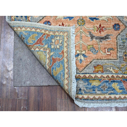 2'7"X10'2" Gray Hand Knotted Caucasian Akstafa Wool Runner Oriental Rug