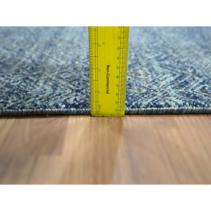 2'7"X10'2" Blue Kohinoor Herat Pattern Soft Wool Hand Knotted Runner Rug