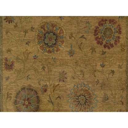 5'5"X5'10" Brown Botanical Design Himalayan Wool Hand Knotted Square Rug
