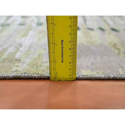 2'1"X3' Vineyard Green Crocodile Safari Design 100% Silk Hand Knotted Rug