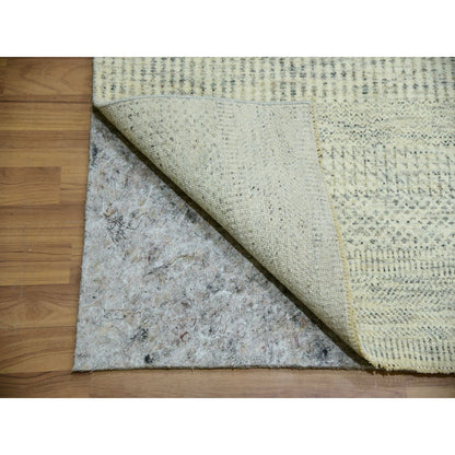 Rug 12'x12' Ivory Wool Modern Square Grass Design Hand Knotted Oriental