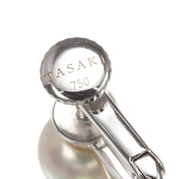 Tasaki Earrings Akoya Pearl 6.6-7.4Mm Chain Dangle 18K 750 White Gold