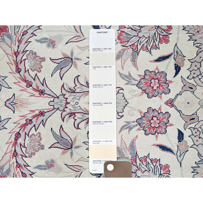 10'X13'2" Ivory Vintage Sino Tebraz 300 Kpsi Soft Wool Hand Knotted Rug