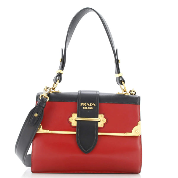 Prada Cahier Convertible Shoulder Bag City Calf And Saffiano Medium
