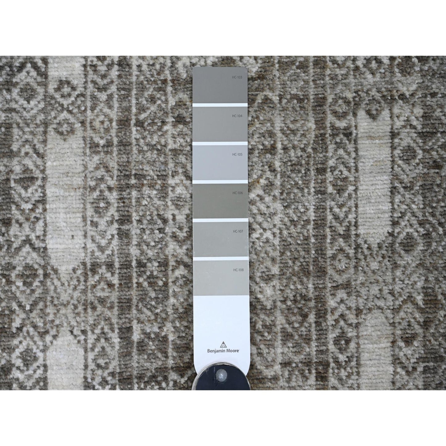 2'5"X11'6" Brown Berber Influence Geometric Wool Hand Knotted Runner Rug