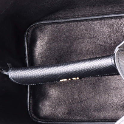 Prada Half Flap Double Turn Lock Satchel Saffiano Leather Medium