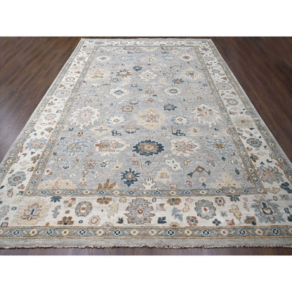 12'X17'10" Gray Oushak Design Wool Hand Knotted Oversized Oriental Rug