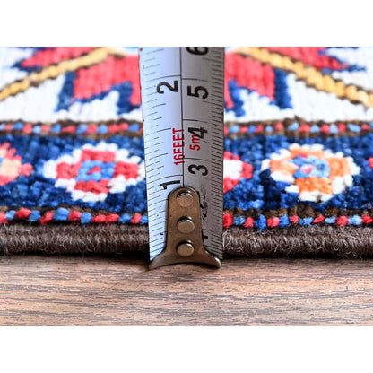 2'8"X8'3" Colorful Hand Knotted Caucasian Design Revival Wool Runner Rug