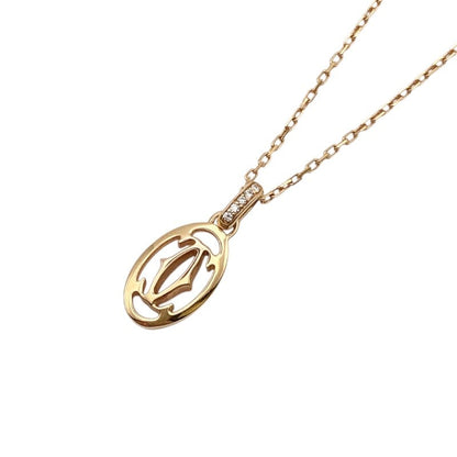 Cartier Logo Double Diamond Necklace 750Pg