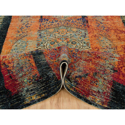 6'2"X9' Red Wool Hand Knotted Ancient Ottoman Erased Design Rug