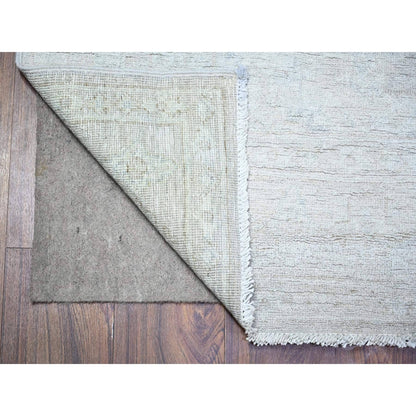 5'X6'9" Gray White Wash Peshawar Pure Wool Hand Knotted Rug