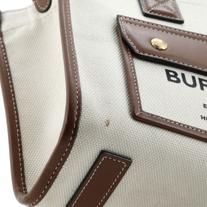 Burberry Freya Shopping Tote Canvas With Leather Mini