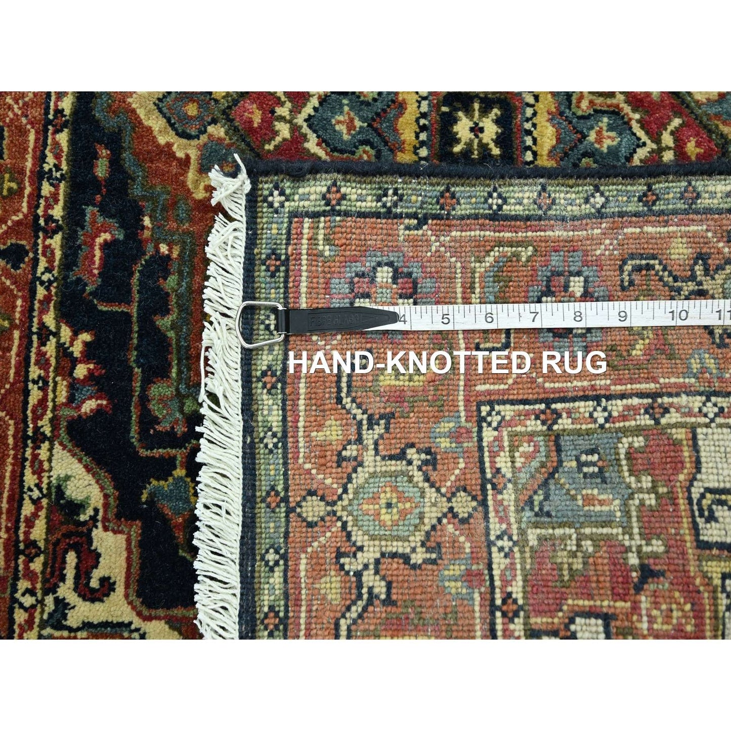 2'7"X10' Navy Heris With Geometric Design Hand Knotted Wool Runner Rug