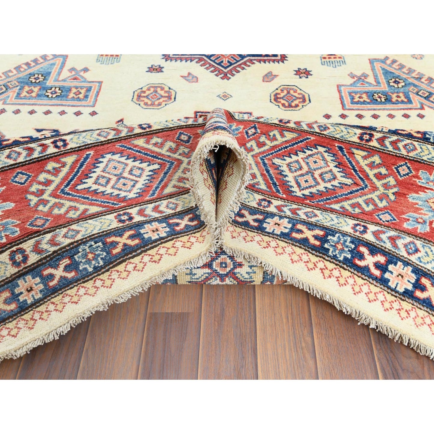 8'10"X11'9" Afghan Special Kazak Shiny Wool Hand Knotted Ivory Rug