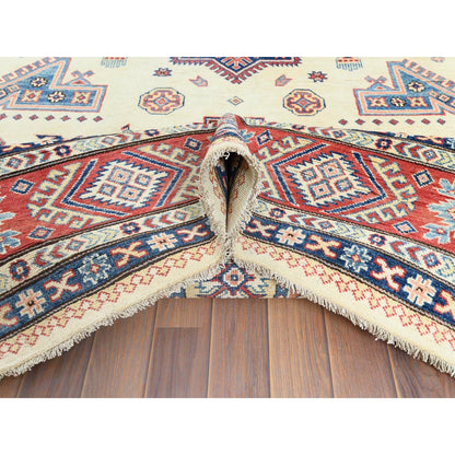 8'10"X11'9" Afghan Special Kazak Shiny Wool Hand Knotted Ivory Rug