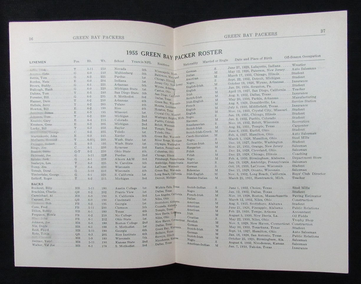 Vintage 1955 Green Bay Packers Press/Media Guide