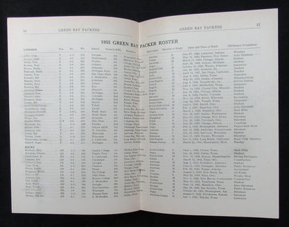 Vintage 1955 Green Bay Packers Press/Media Guide