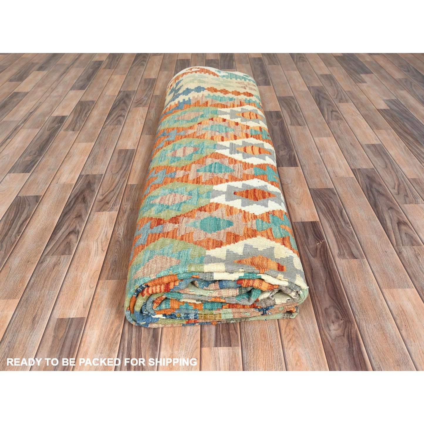 10'4"X16'1" Colorful Hand Woven Afghan Kilim Organic Wool Oversized Rug