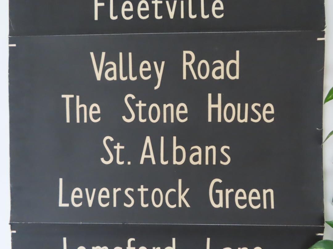 Vintage Uk Bus Roll Sign Linen Canvas Industrial Antique Original 60S Rare