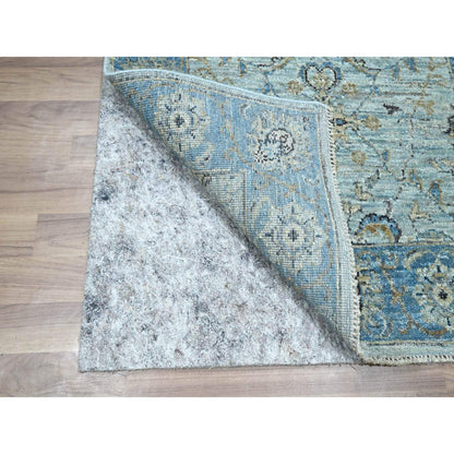 2'8"X16'1" Blue Shah Abbas Flower Design Wool Hand Knotted Xl Runner Rug