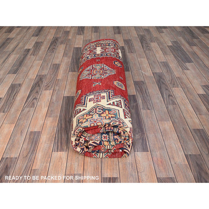 8'2"X10' Red Special Kazak Large Elements Hand Knotted Oriental Wool Rug