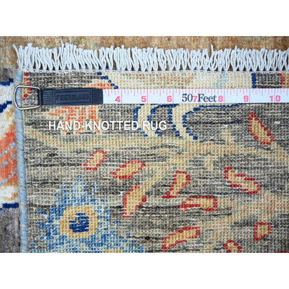 3'1"X4'10" Vampire Gray Soft Wool Hand Knotted Afghan Peshawar Rug