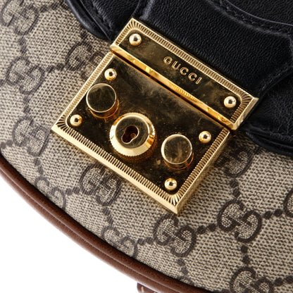 Gucci Padlock Saddle Shoulder Bag Gg Coated Canvas And Leather Small
