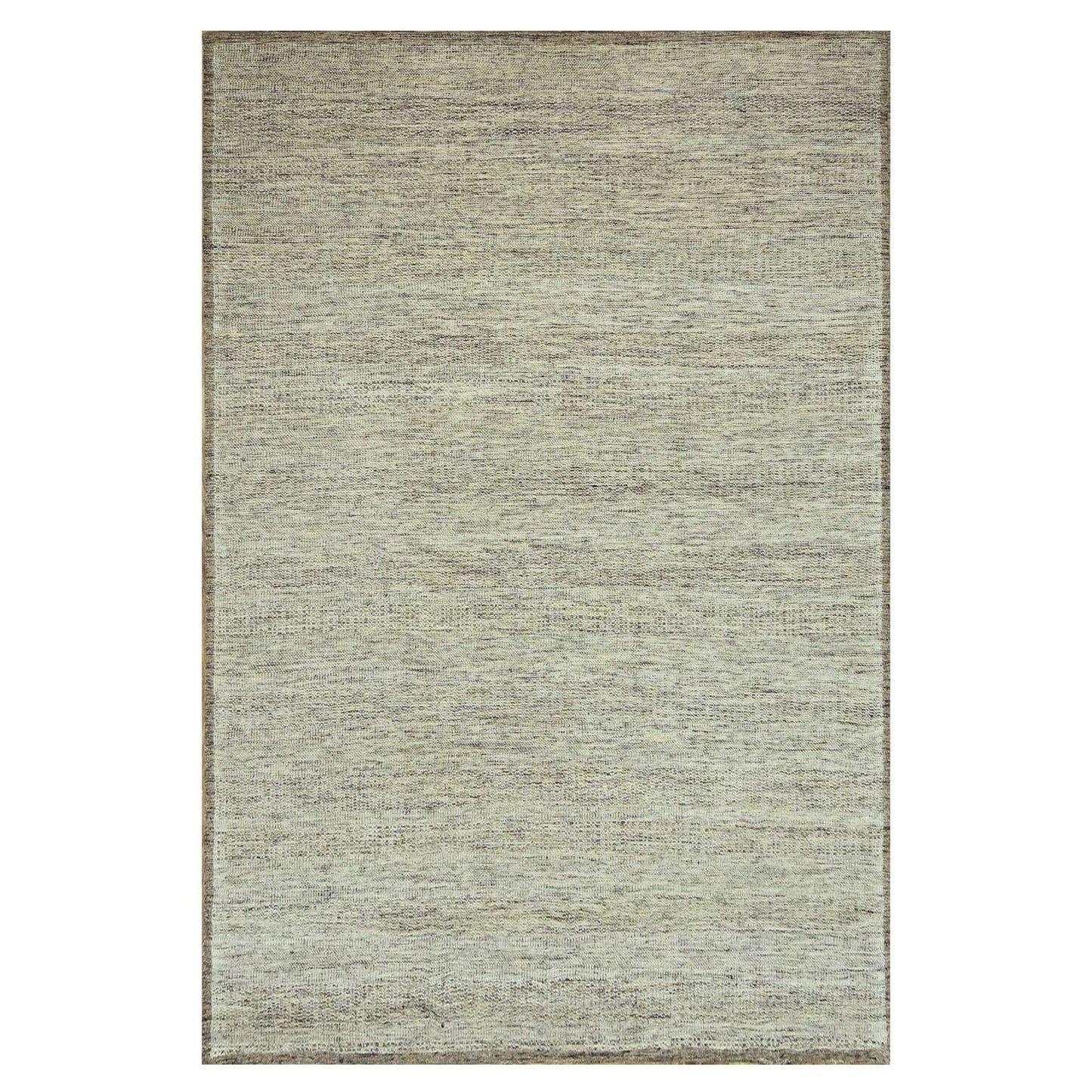 10'3"X13'9" Beige Hand Knotted Rug Distressed & Oxidized Grass Design Wool
