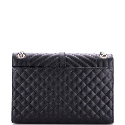 Large Saint Laurent Classic Monogram Envelope Satchel Mixed Matelasse Leather