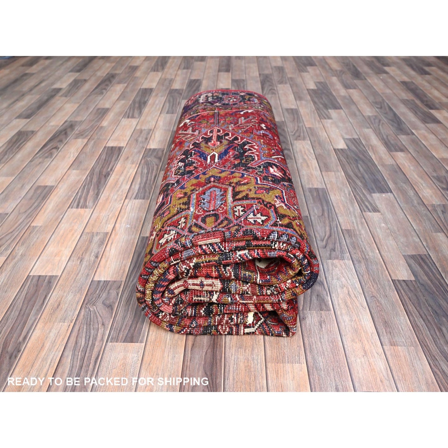 9'1"X12'4" Nationals Red Even Wear Semi Antique Sheared Low Oriental Rug
