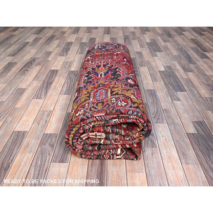 9'1"X12'4" Nationals Red Even Wear Semi Antique Sheared Low Oriental Rug