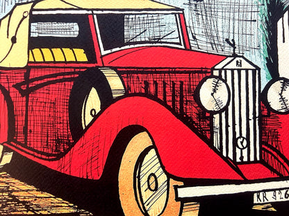 Bernard Buffet 'Rolls Royce' Certified Lithograph Coa Signed Op Numbered