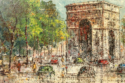 Hopmans (Netherlands) Original Oil Painting "Arc De Triomphe, Paris" Signed F20