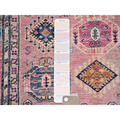 4'X6' Pink Salt Organic Wool Hand Knotted Afghan Super Kazak Rug