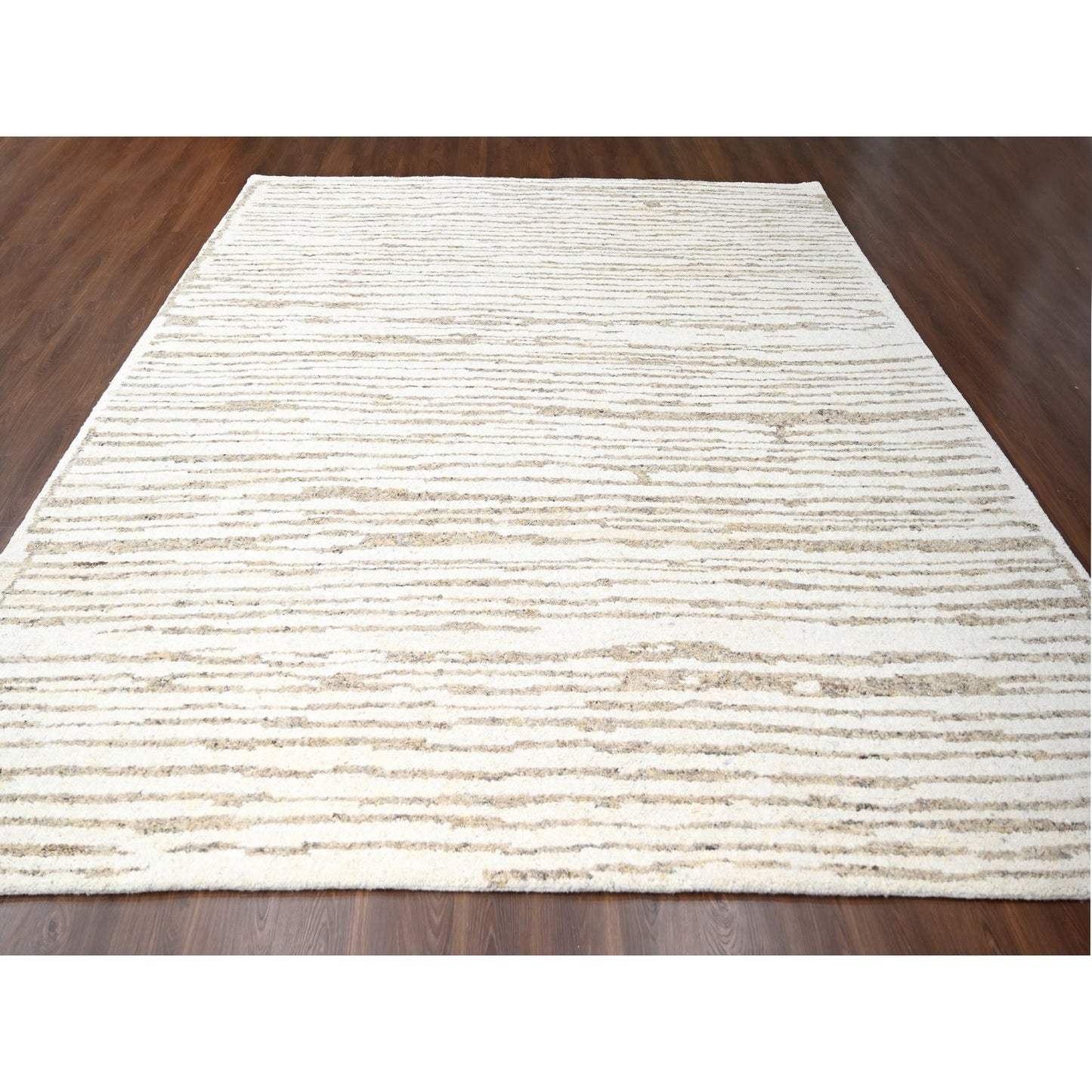 12'X14'10" Camel Brown Minimalist Hand Knotted Wool Oversize Oriental Rug
