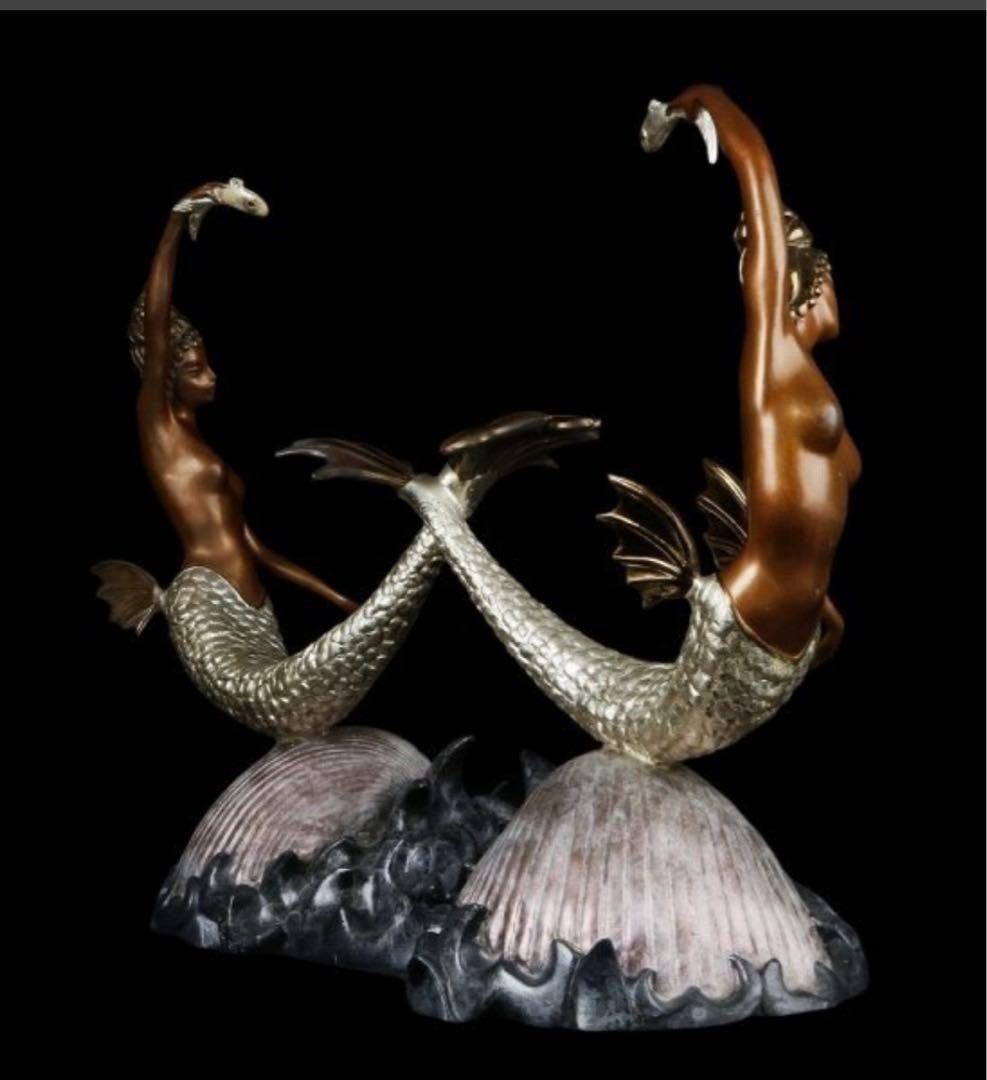 Bronze Art Sculpture 1988 Limited Edition Marmaid Erte Sculpture Deco