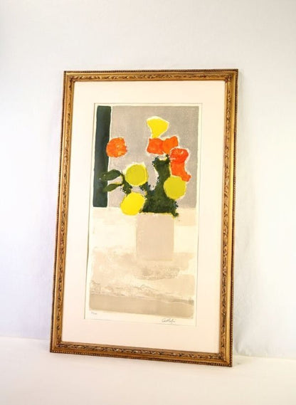 Bernard Cathelin Lithograph "Rose Dinde Et Millefeuille" 1972 Signed 185Ex