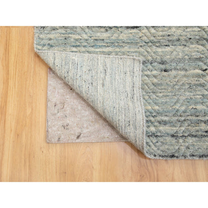 6'X9' Green Variegated Design Hand Loomed Pure Wool Modern Oriental Rug