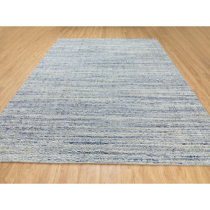 9'X11'9" Modern Blue Hand Loomed Design Organic Wool Oriental Rug
