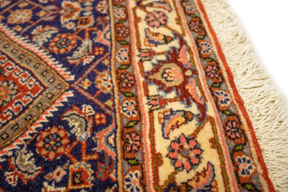 Handmade Vintage Oriental Rug 4X5 Ft Rust Orange