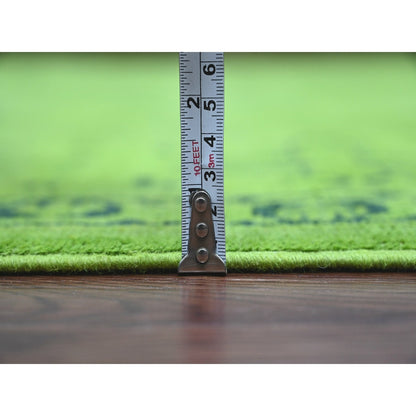 8'X9'6" Green Overdyed Kazak Geometric Pattern Hand Knotted 100% Wool Rug